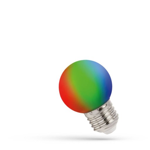 LED DEKORATÍVNA GUĽOVÁ ŽIAROVKA VIACFAREBNÁ RGB E27 1W NA DEKORATÍVNU VENČU