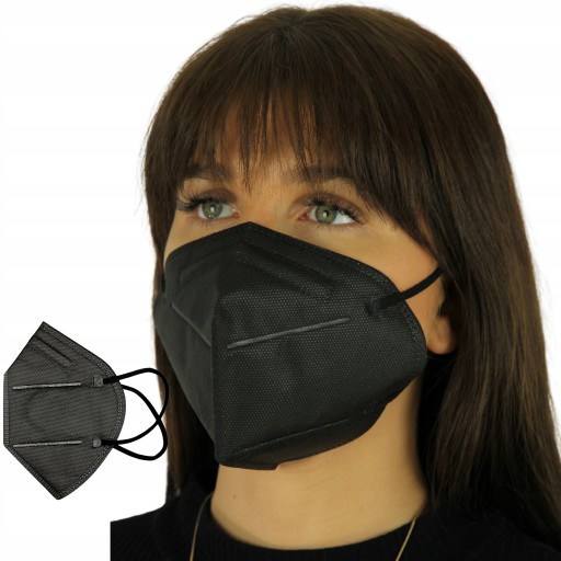 50xPOLISH FFP2 MASK ČIERNA PROTIVÍRUSOVÁ MASKA