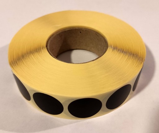 Samolepiace etikety čierne kruhy fi20mm 2000 ks.