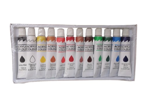 Akrylové farby Centrum, 12 farieb, 12 ml tuby