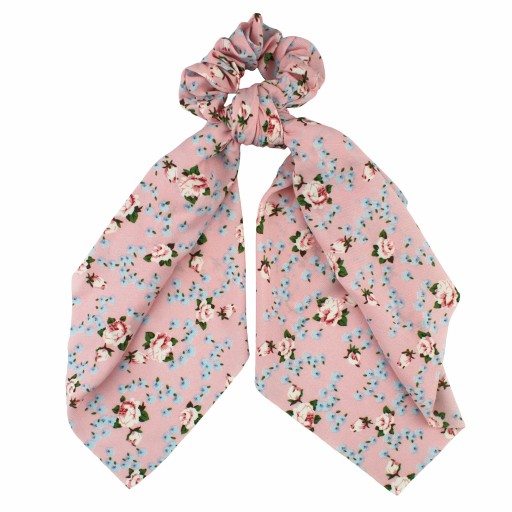 RUŽOVÁ VLASOVÁ RUBA S KVETY SCRUNCHIE