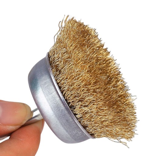 DRRÁTENÁ GOMBOKÁCIA KEFA NA VŔTAČKU 80mm, HUSTÁ, MOSADZOVANÁ OCEL