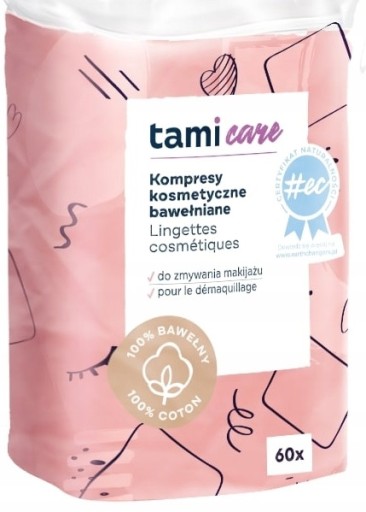 TAMI KOZMETICKÉ VLOŽKY BAVLNENÉ KOMPRESY 60 ks.