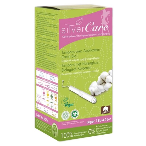 Tampóny SilverCare 100% BIO Light (s aplikátorom) 18 ks