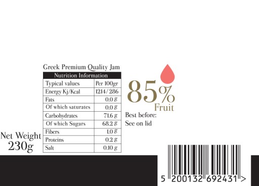 PREMIUM GRÉCKY BROSKYŇOVÝ DŽEM OPHELIA GREECE 85 %