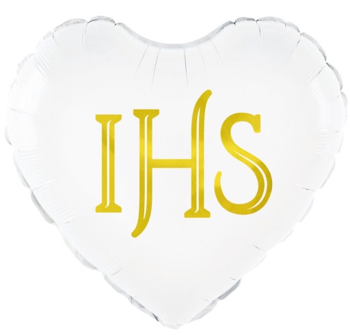 Fóliový balónik Prvé sväté prijímanie IHS 45 cm srdce