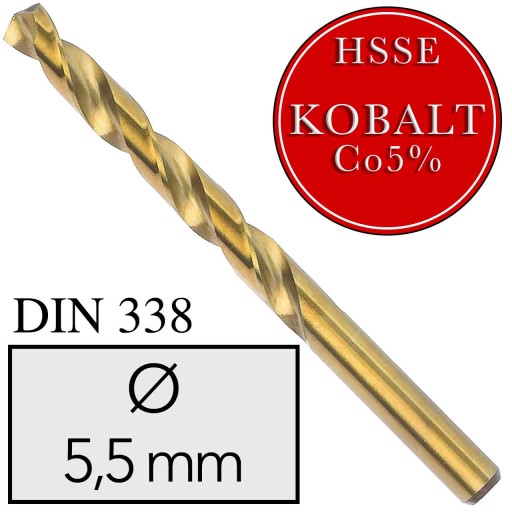 5,5 mm KOBALT HSSE Co5 VRTÁK DO KOVU DIN 338