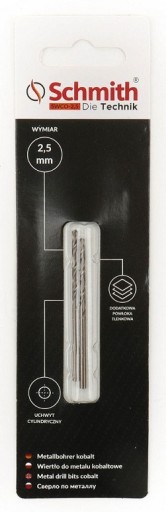 SCHMITH KOBALTOVÝ VRTÁK KOVOVÝ VRTÁK 2,5mm 2ks SADA PRE LIATINU