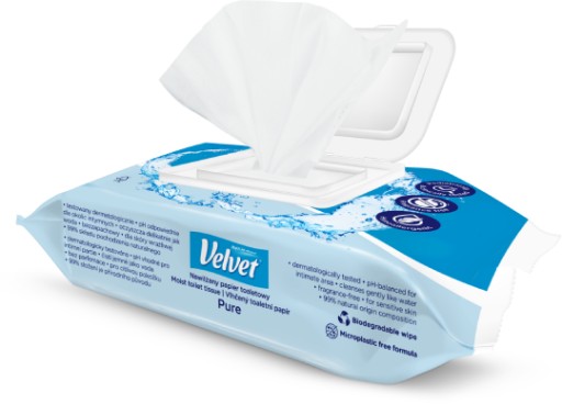 Vlhčený toaletný papier Velvet Pure 48 ks