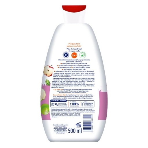 Global Bobini Fun Bath tekutý a gél na umývanie tela 500 ml Apple