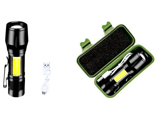 VÝKONNÉ MALÉ MEGA TAKTICKÉ COB ZOOM NABÍJACIE SVETLO NA KAMPOVANIE LED USB