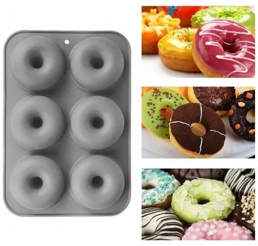 SILIKÓNOVÁ FORMA 6 DONUTOVÝCH PNEUMATÍK CUBBIN MOL NA DONUTY S OTVOROM NA DONUTY