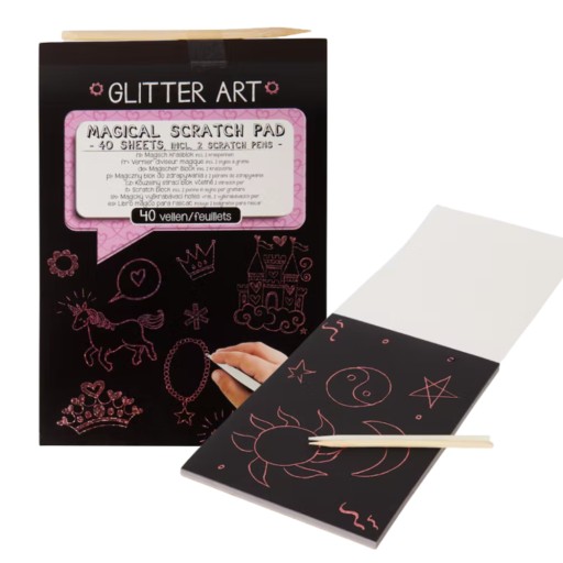Stierací knižka magický zápisník A5 blok + 2 perá GLITTER RUŽOVÁ 40 listov