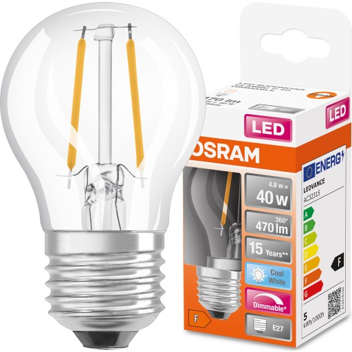 E27 LED žiarovka 4,8W = 40W 4000K STMIETNUTÁ OSRAM