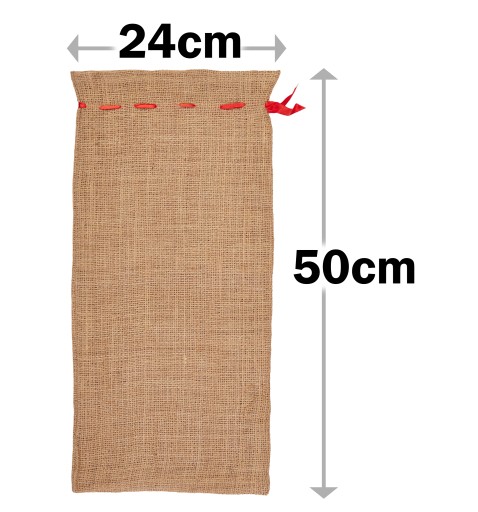 DEKORATÍVNA jutová darčeková taška SO STUHOU 50x24