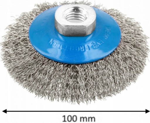 SZCZOTKA DRUCIANA TARCZOWA Z GWINTEM NA SZLIFIERKĘ 100MM DRUT 0,3MM M14