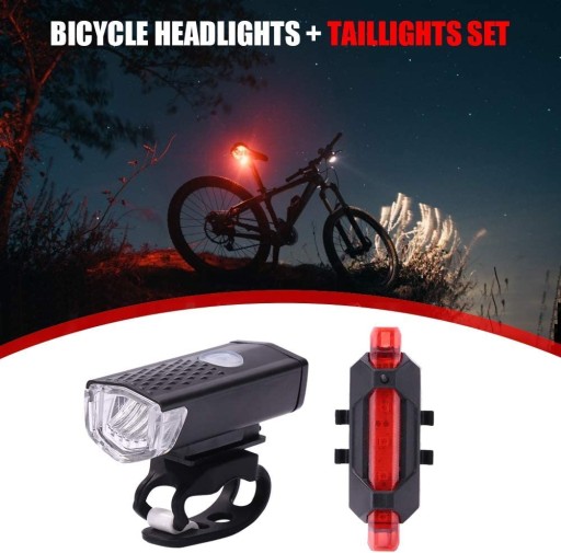 Sada predných a zadných bicyklových svetiel USB