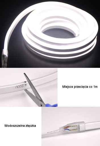 NEON LED Neutral Strip 230V 2835 1M Vodotesná hadica