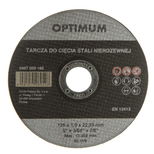 WURTH REZNÉ KOTÚČE Z NEREZOVEJ OCELE 125 x 22,