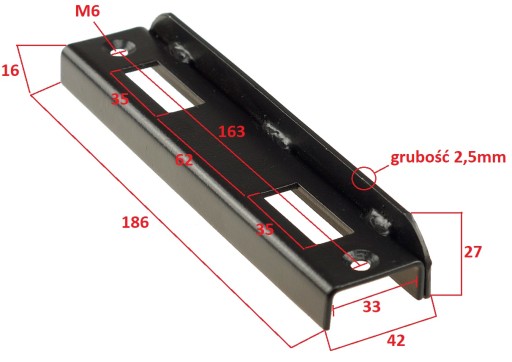 HÁK BRÁNY 186mm SIGNÁLOVÝ ODOLNÝ ZARÁŽKA ČIERNY POZINK.