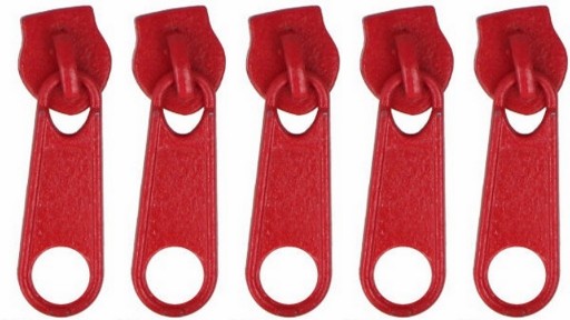 3mm Zipsy NA Zipsová PÁSKA STROJA Zips ČERVENÝ JAZDEC - 5 ks