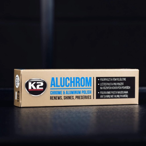 K2 ALUCHROM LEŠTIACA PASTA NA LEŠTENIE KOVOV, CHROMU, HLINÍKA, automobilov, 120g