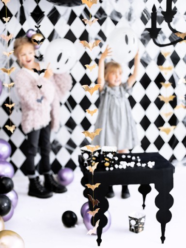 Girlanda BAT zlatá vertikálna Halloweenska 150cm