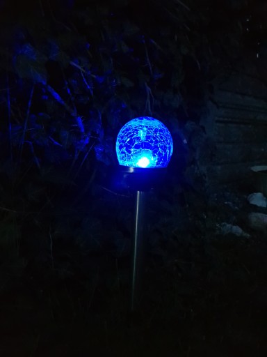 Záhradné svietidlo SOLAR BALL sklo 8cm LED COLD + RGB