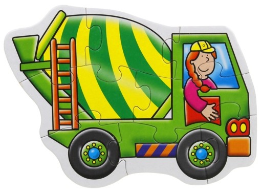 Náučné puzzle Stavebné vozidlá Bager Nakladač Miešačka na betón 32 ks.
