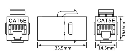 RJ45/8P8C kat.5E STP konektor, tienená zásuvka-zásuvka, typ KEYSTONE
