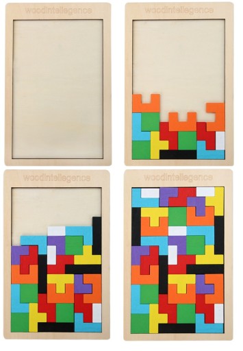Puzzle Drevené kocky Montessori Tetris Puzzle Set Logická hra