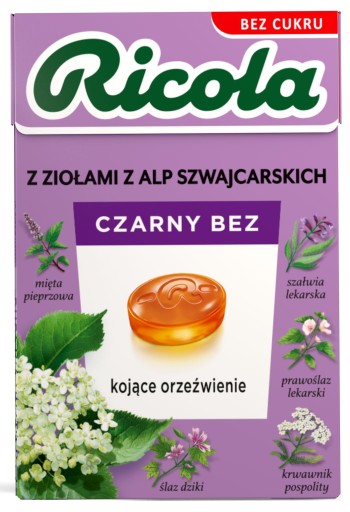 Ricola Čierna baza Švajčiarske bylinkové cukríky 27,5 g