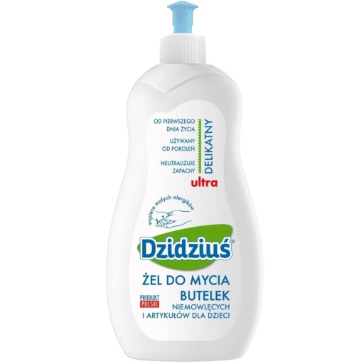 DZIDZIUŚ GÉL NA UMÝVANIE TEKUTINY NA FĽAŠE, cumlíky, 500ml, HYPOALERGÉNNY