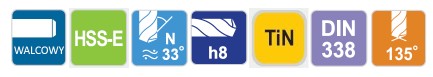 Vŕtačka INOX STEEL YG-1 HSS-E TIN 3,5 DLGP195