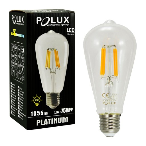 E27 ST64 Edison FILAMENT LED žiarovka 7,5W 75W 3000