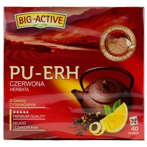BIG ACTIVE PU-ERH RED čaj s príchuťou CITRÓN 40 VRECÍ