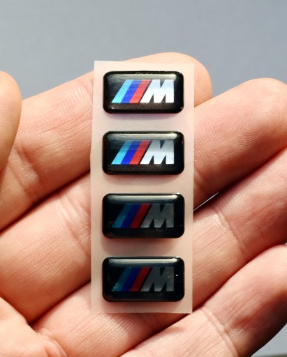 1x BMW M M Power Package, nálepka s logom na ráfiky, volant, 18x10 mm, chróm