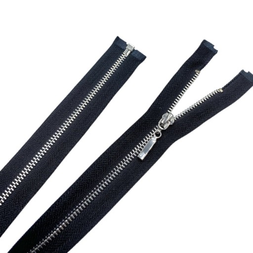 KOVOVÝ Zips strieborný VT0 30cm ČIERNA