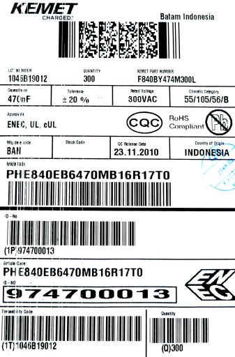 RIFA fólia 300V AC 0,047UF 470nF 20% 10ks