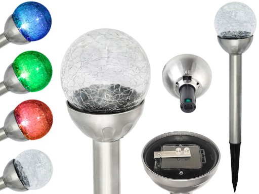 Záhradné solárne svietidlo KULA z matného SKLA, 2 LED, biela/farba P-482