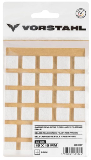 Samolepiace plstené podložky biele 15x15mm balenie 30 ks - VORSTAHL