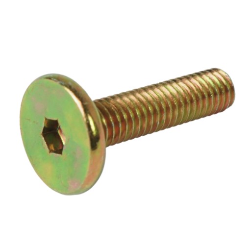 100x metrická skrutka M6 x 25 mm žlto pozinkovaná, valcová hlava, nábytková skrutka
