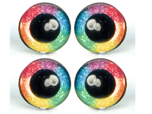 Glitter EYES pre maskotov, RAINBOW farebné oči, 16 mm, 4 KS