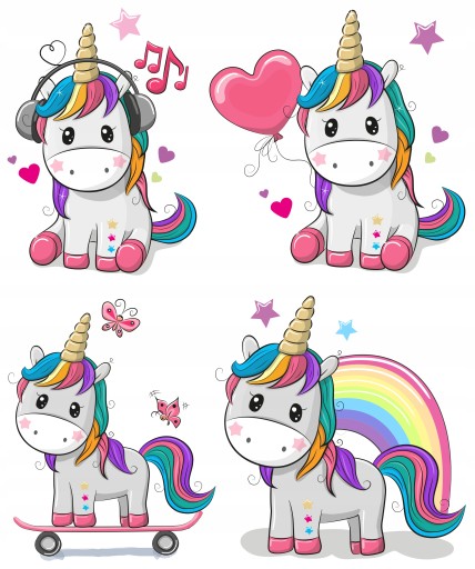 NÁLEPKY NA BIELEJ FÓLII NA NÁSTENNÝ NÁBYTOK JEDNOROŽCI PONY RAINBOW