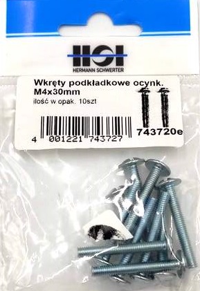 Pozinkované skrutky metrické podložky M 4x30mm o