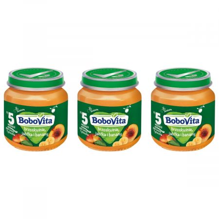 Bobovita Dezert Broskyne jablká banány 3x125g