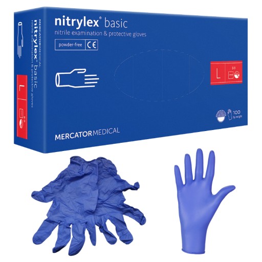 Rukavice NITRILOVÉ rukavice MERCATOR NITRYLEX BASIC modré veľkosť L 100 ks