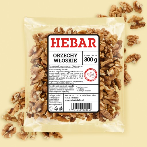 VLAŠSKÉ ORECHY 300 G, LÚPANÉ POLOVIKY 100% HEBAR