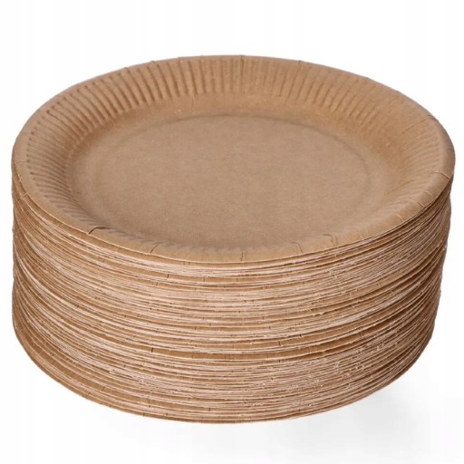 Jednorazové okrúhle kraft papierové taniere, ekologické, 18 cm, x100