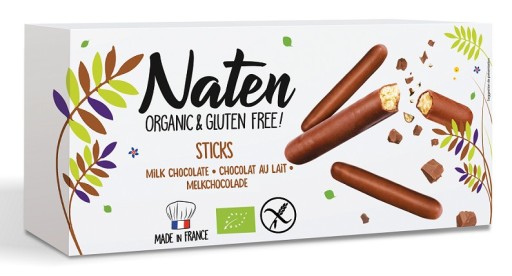 BIO TYČINKY OBALENÉ ČOKOLÁDOU, BEZLEPKOVÉ BIO TYČINKY 130 g - NATEN